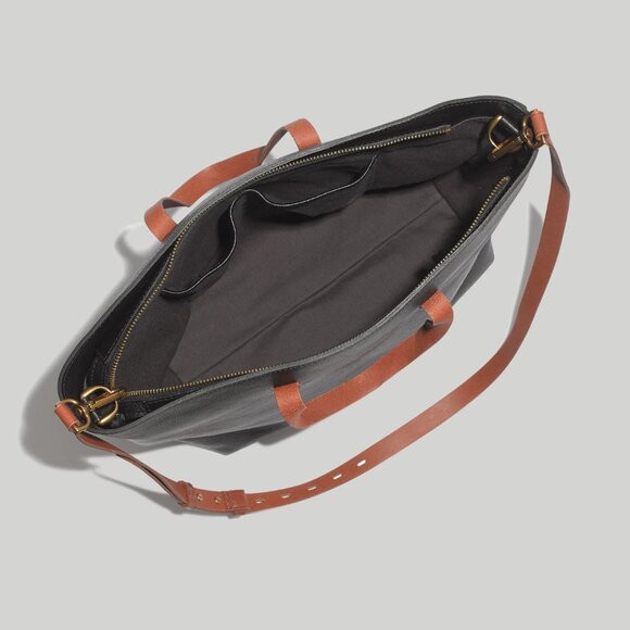 Madewell Genuine Leather Zip-Top Transport Carryall Crossbody Bag Medium Black - Picture 7 of 11